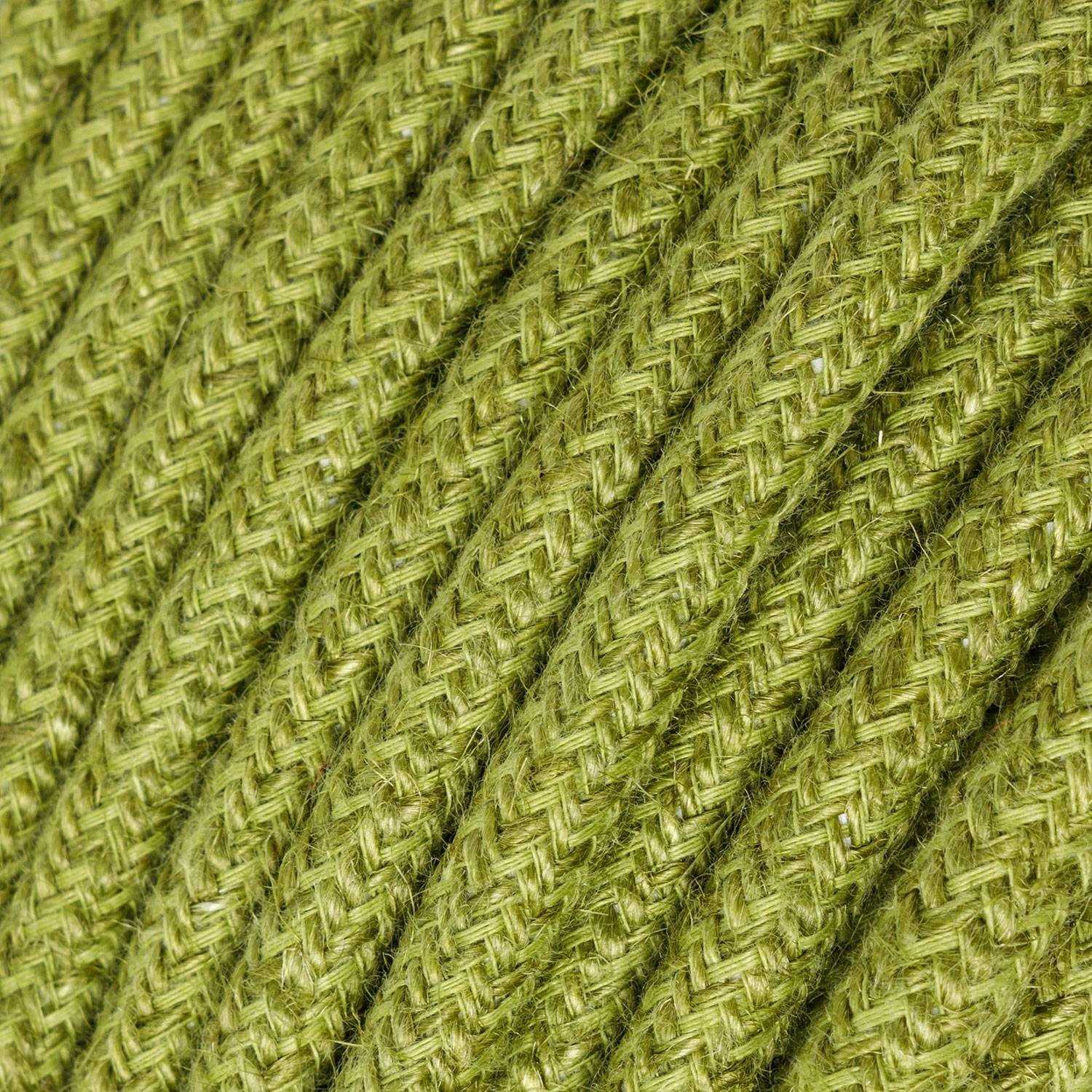 Jute Green Hay Cloth Covered Wire - Rustic Fabric Pendant Cable RN23 - UL Listed