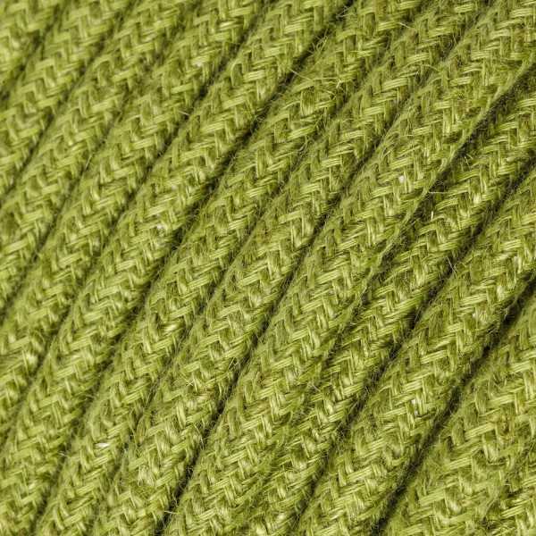 Jute Green Hay Cloth Covered Wire - Rustic Fabric Pendant Cable RN23 - UL Listed