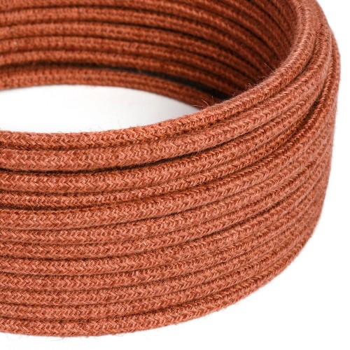 Jute Orange Clay Cloth Covered Wire - Vintage Textile Lighting Cable RN27 - UL Listed