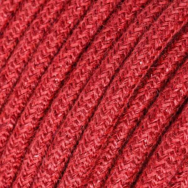 Jute Cherry Red Cloth Covered Wire - Fabric Cable with a natural texture RN24 - UL Listed
