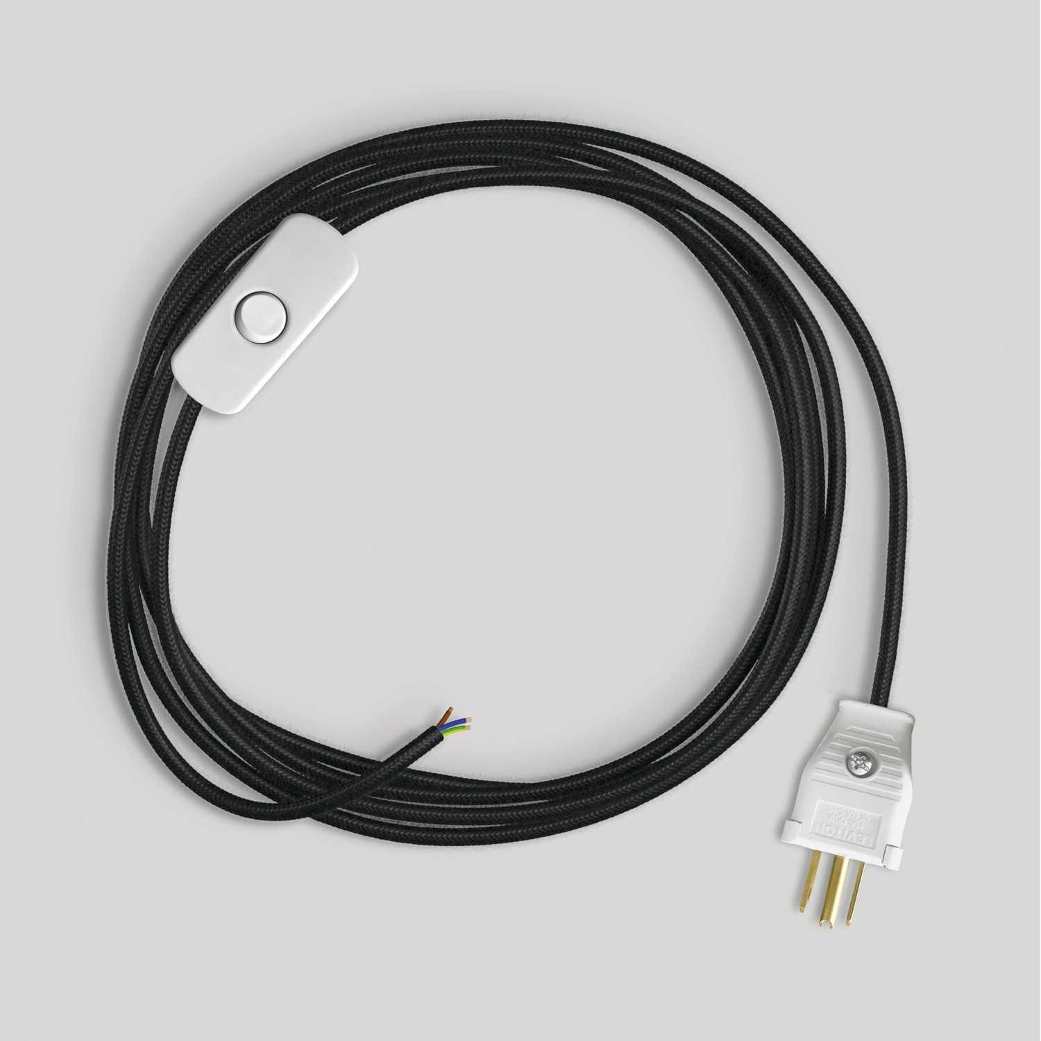 Cordset for lamp with black cable 6 ft - White
