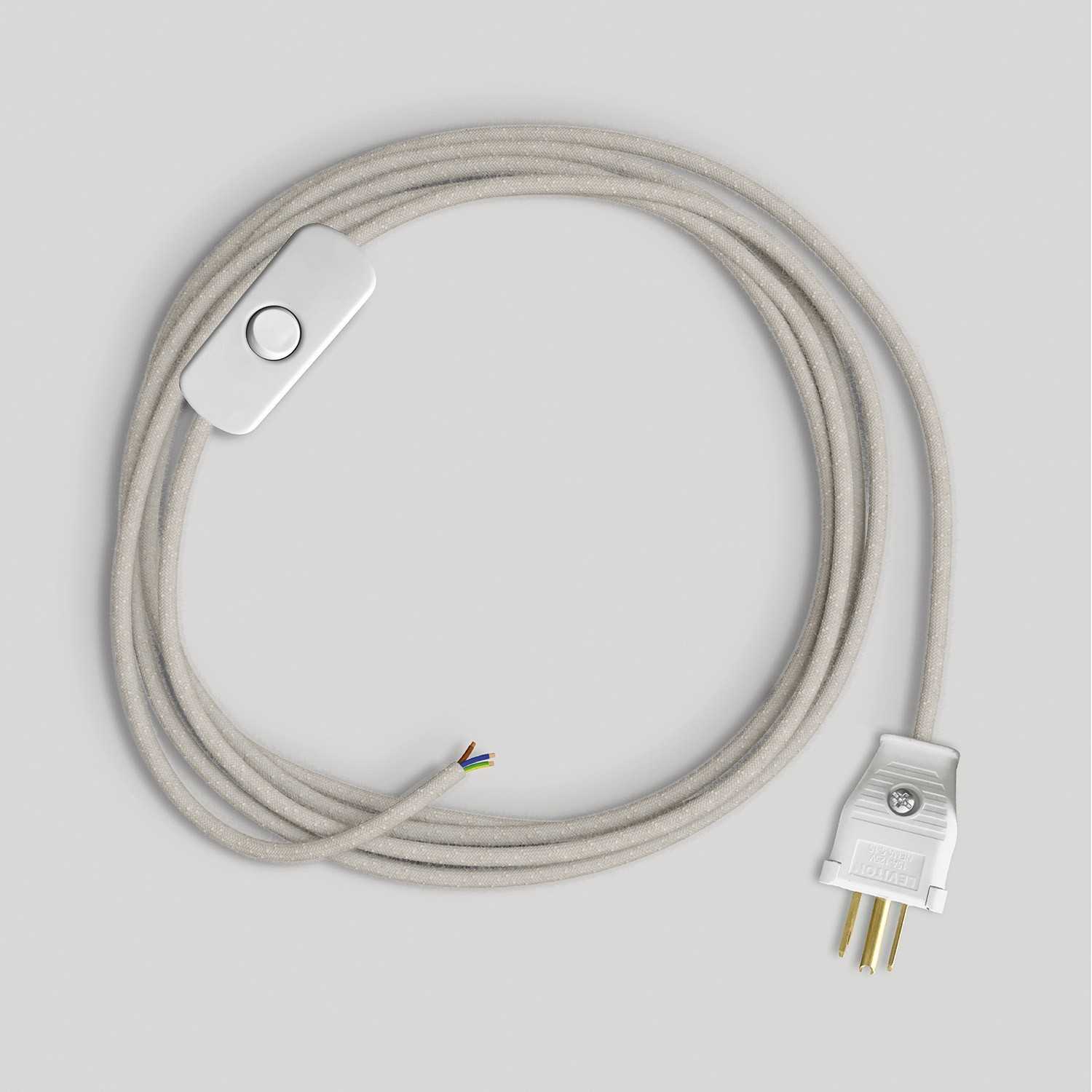 Cordset for lamp with white cable 6 ft - White