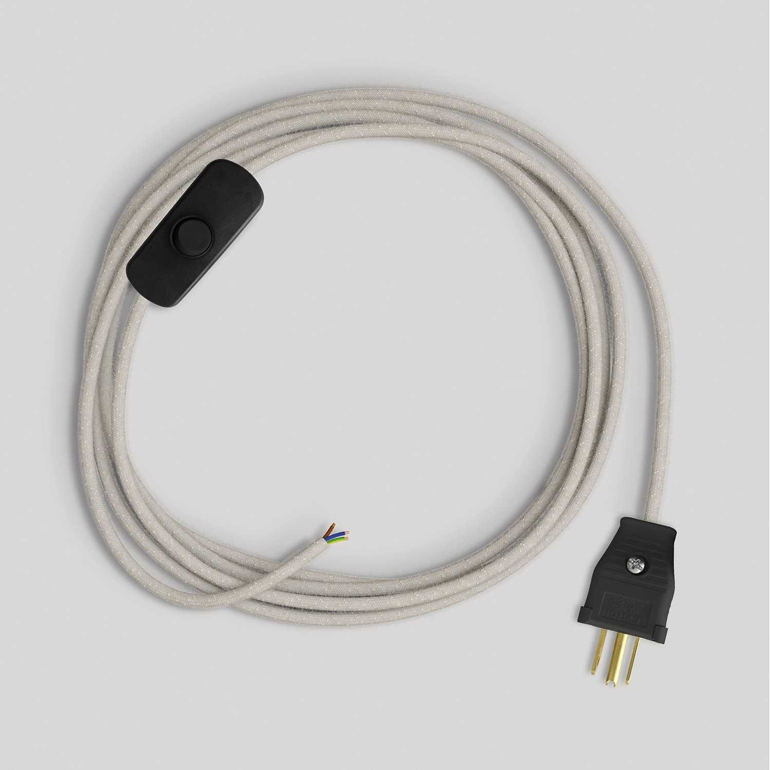 Cordset for lamp with white cable 6 ft - Black