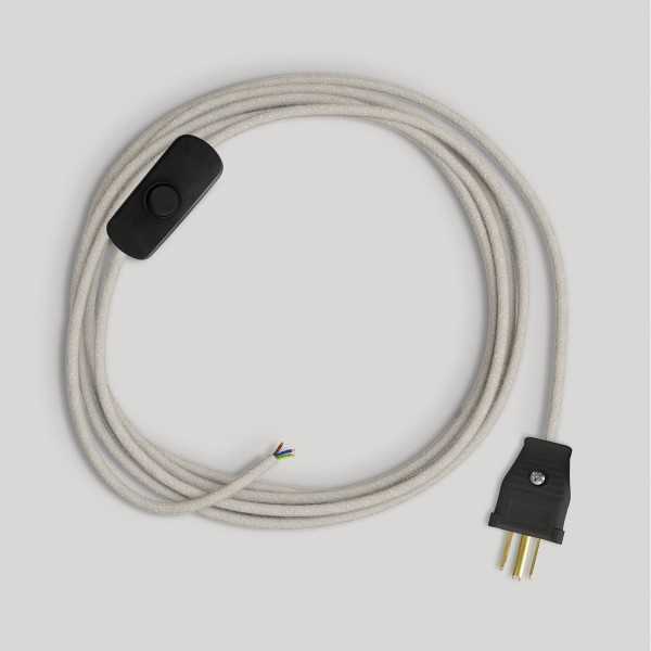 Cordset for lamp with white cable 6 ft