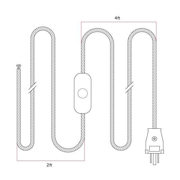 Cordset for lamp with white cable 6 ft