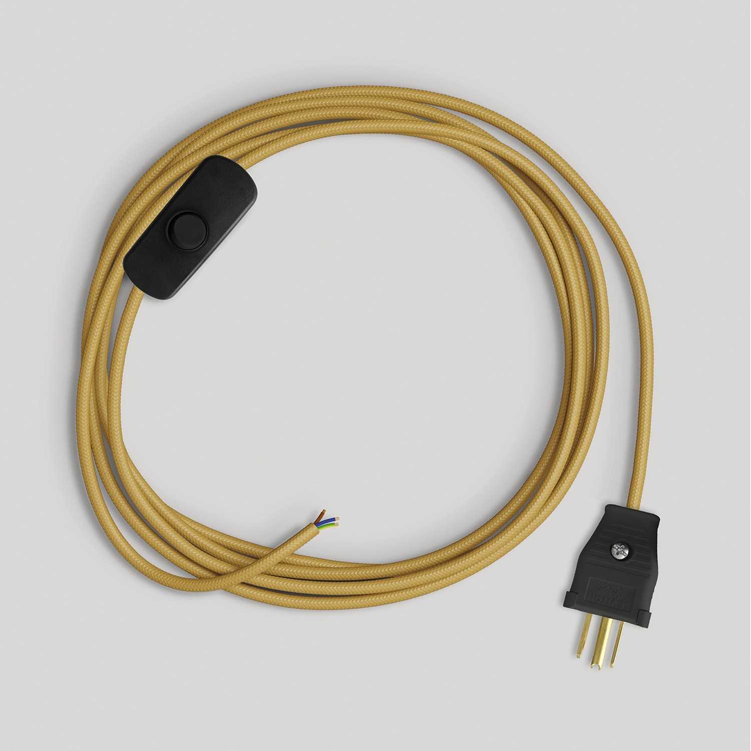 Cordset for lamp with bright mustard cable 6 ft - Black
