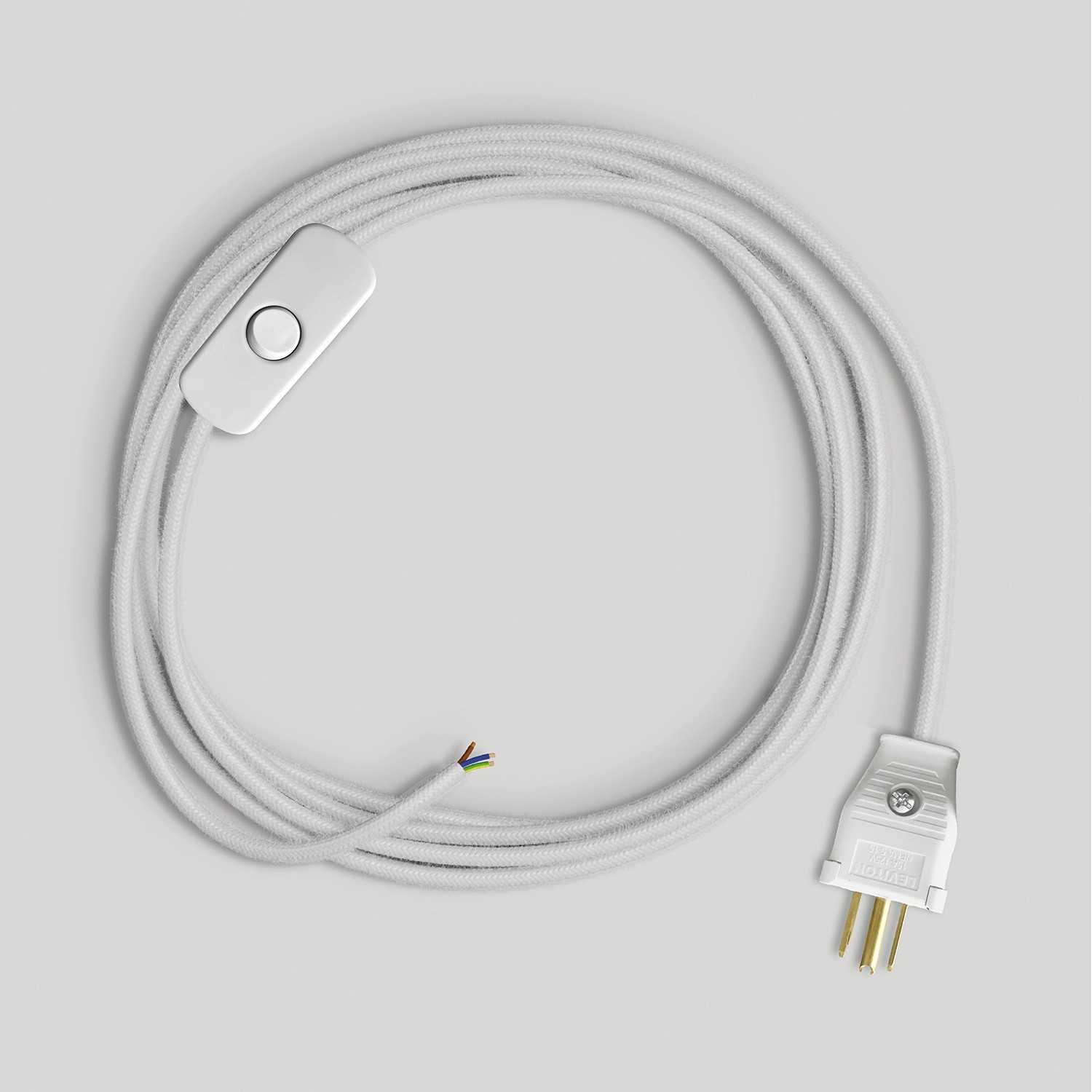 Cordset for lamp with white cotton cable 6 ft - White
