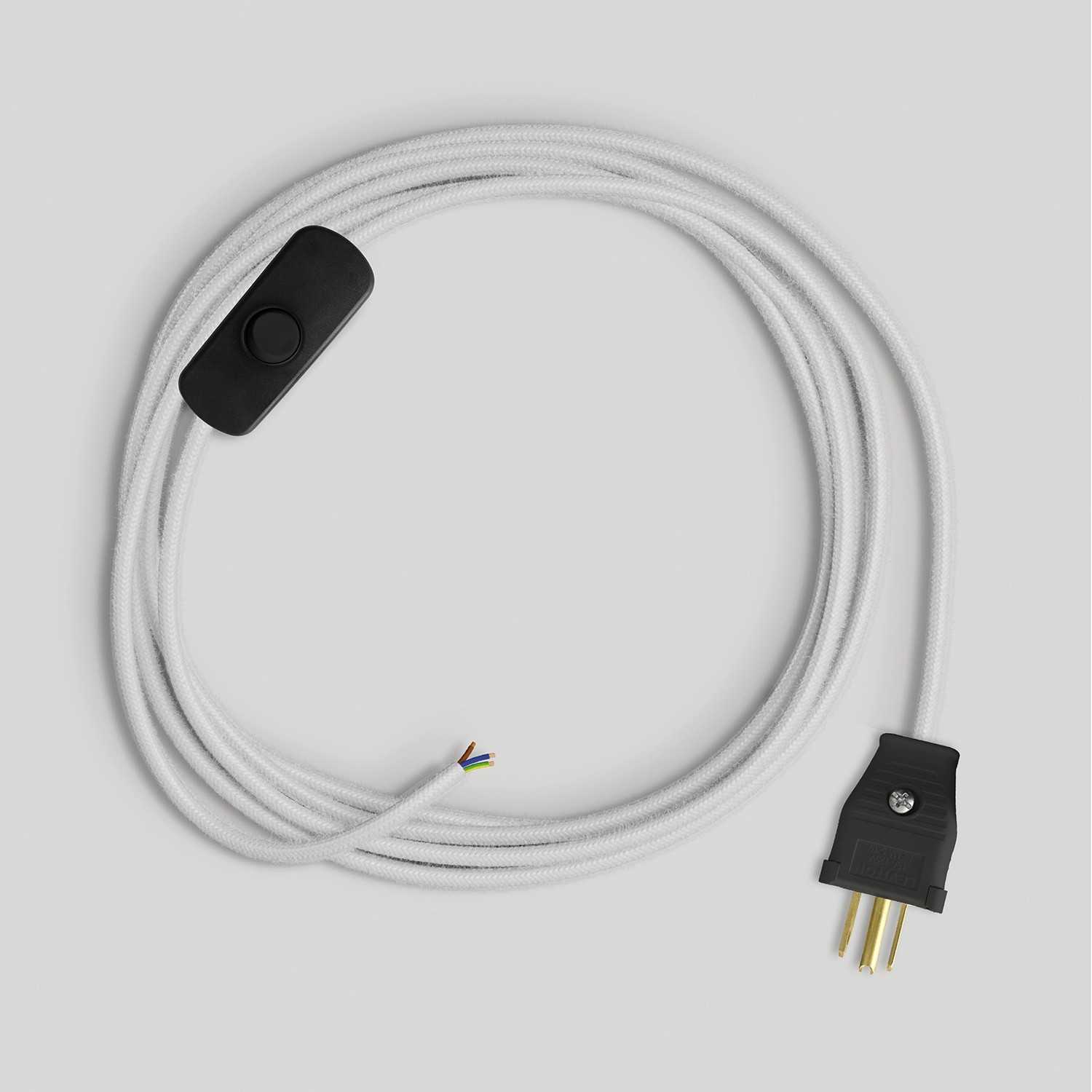 Cordset for lamp with white cotton cable 6 ft - Black
