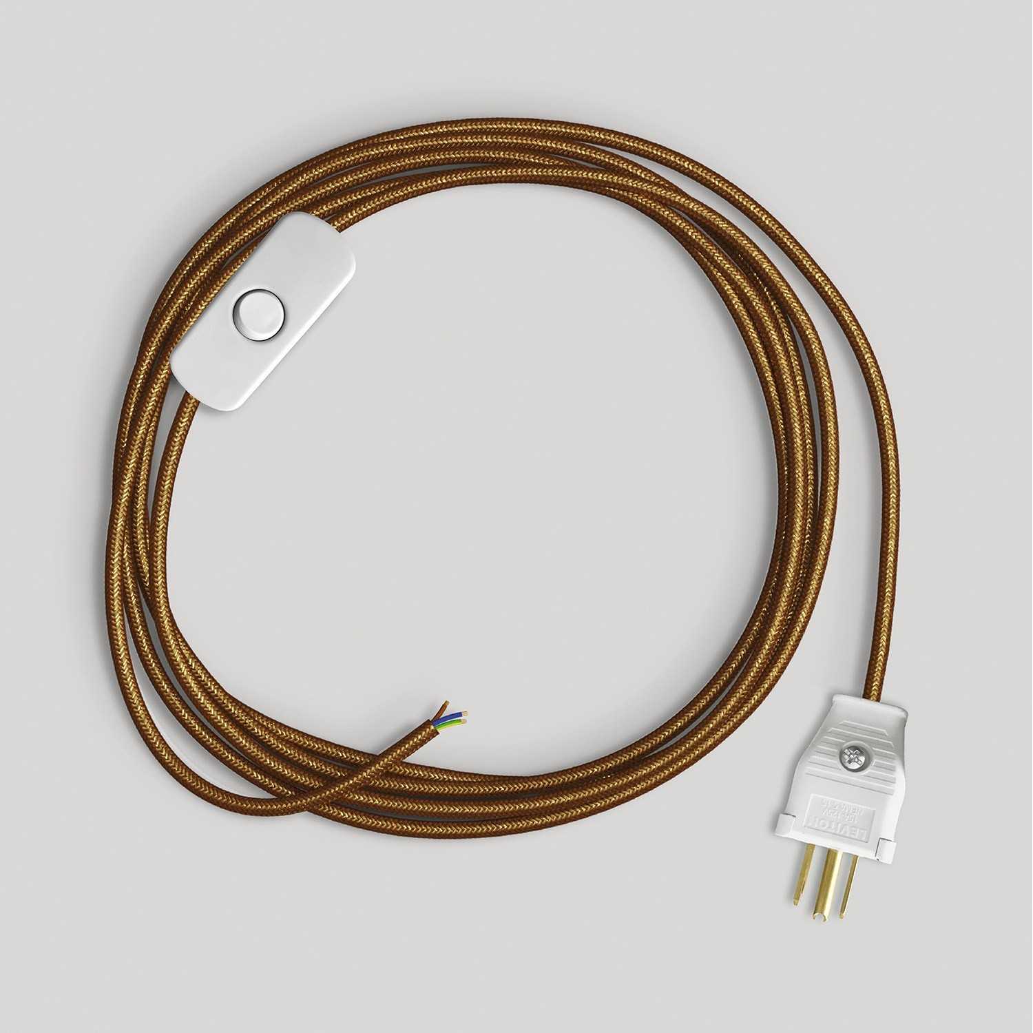 Cordset for lamp with polished and glittered copper cable 6 ft - White