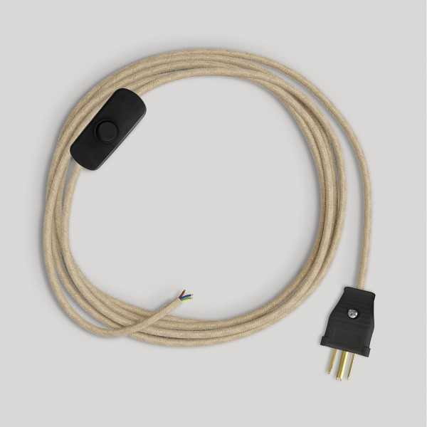 Cordset for lamp with neutral jute cable 6 ft