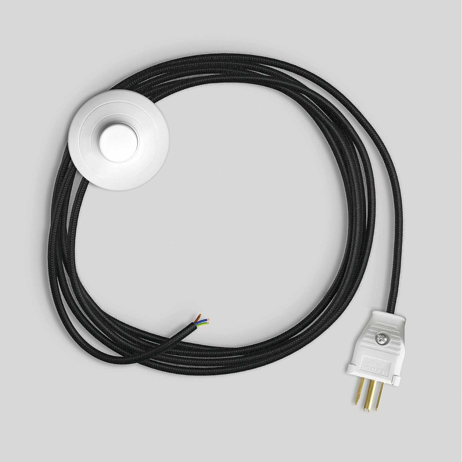 Cordset for lamp with black cable 10 ft - White