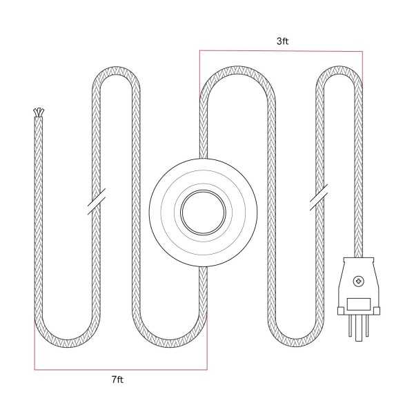 Cordset for lamp with black cable 10 ft