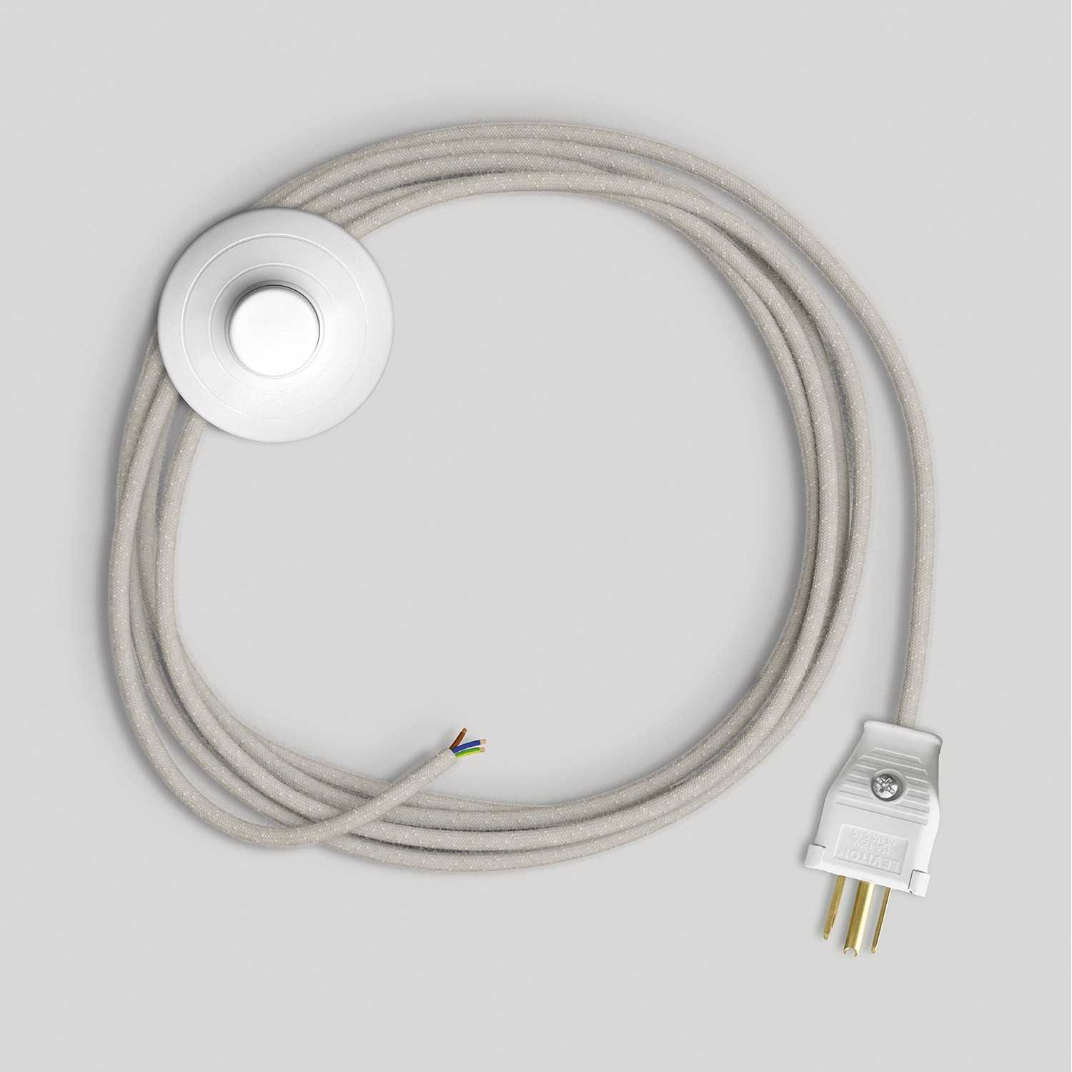 Cordset for lamp with white cable 10 ft - White
