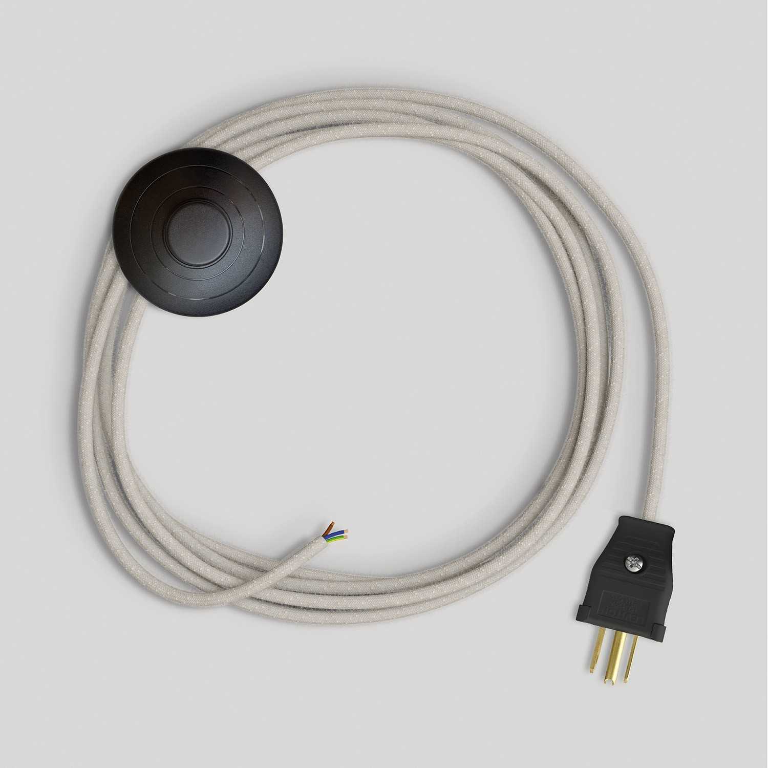 Cordset for lamp with white cable 10 ft - Black