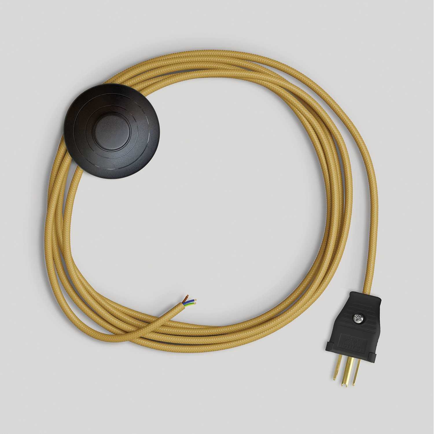 Cordset for lamp with bright mustard cable 10 ft - Black