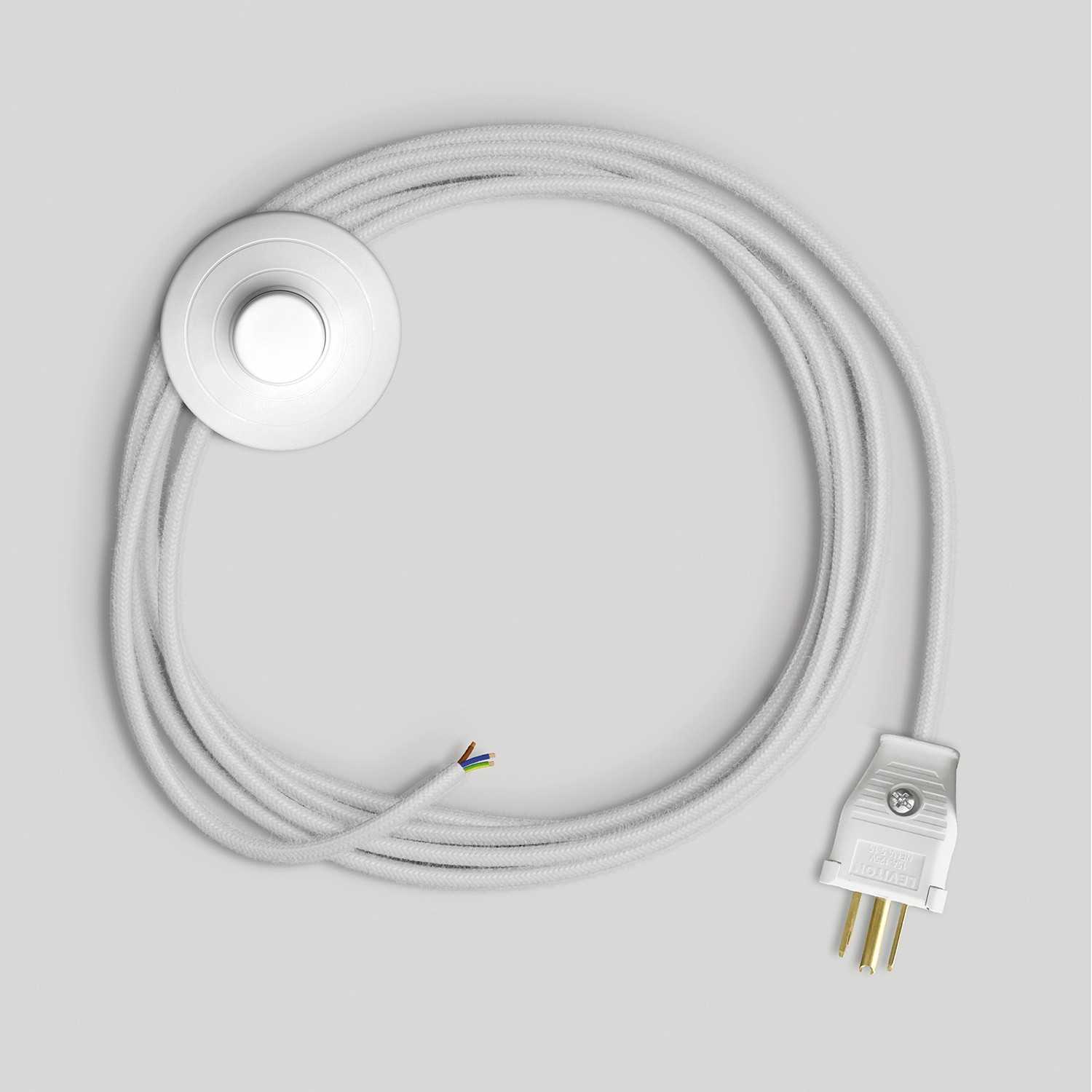Cordset for lamp with white cotton cable 10 ft - White