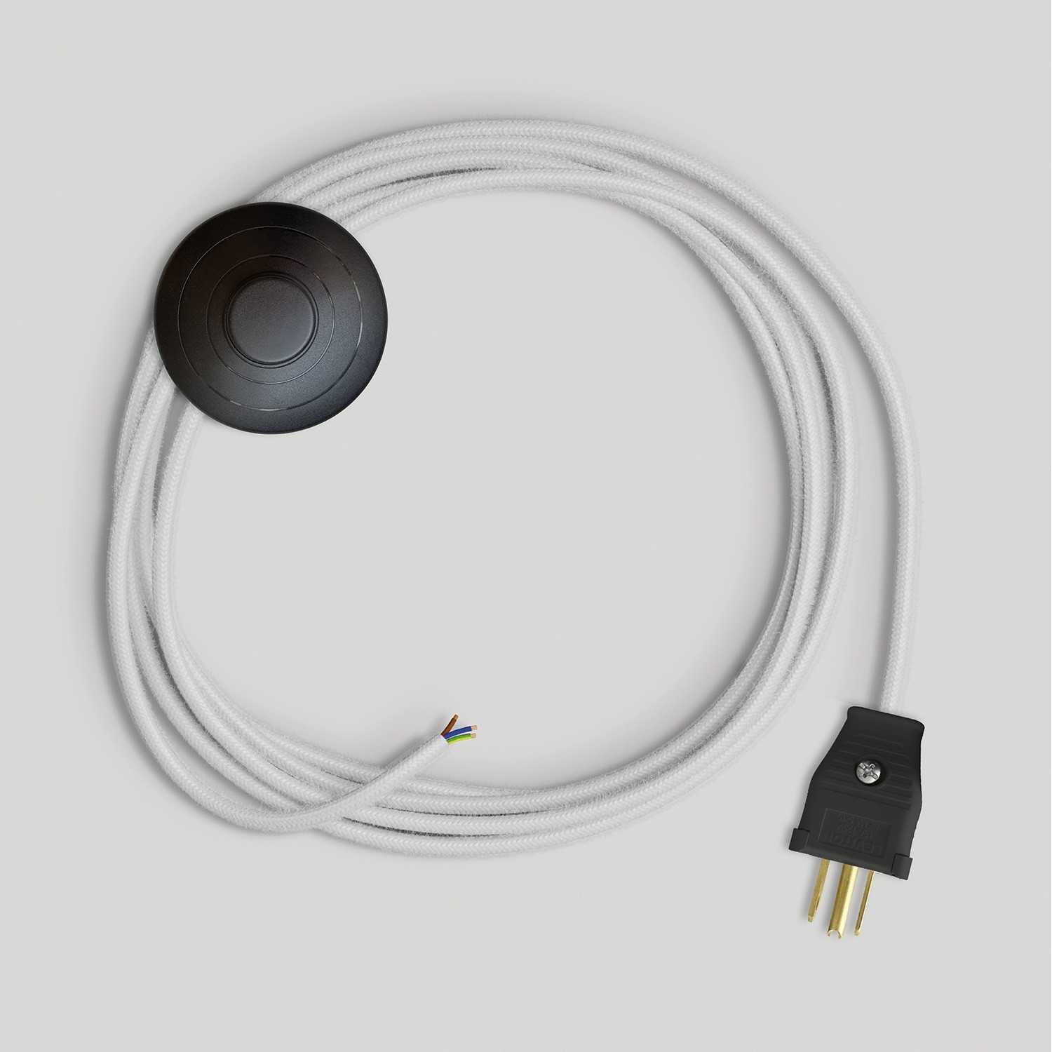 Cordset for lamp with white cotton cable 10 ft - Black