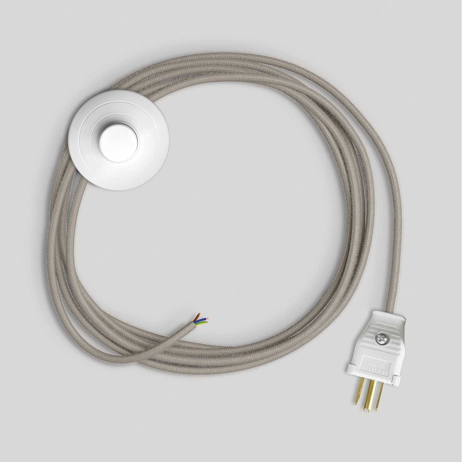 Cordset for lamp with dove-grey cotton cable 10 ft - White