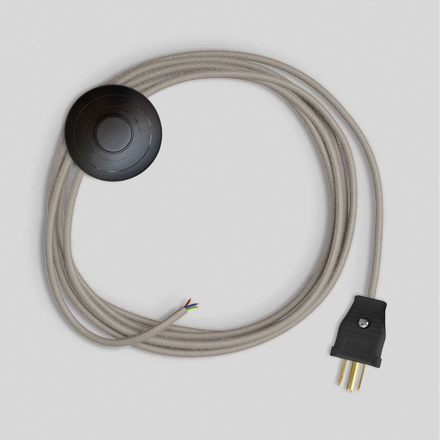 Cordset for lamp with dove-grey cotton cable 10 ft - Black