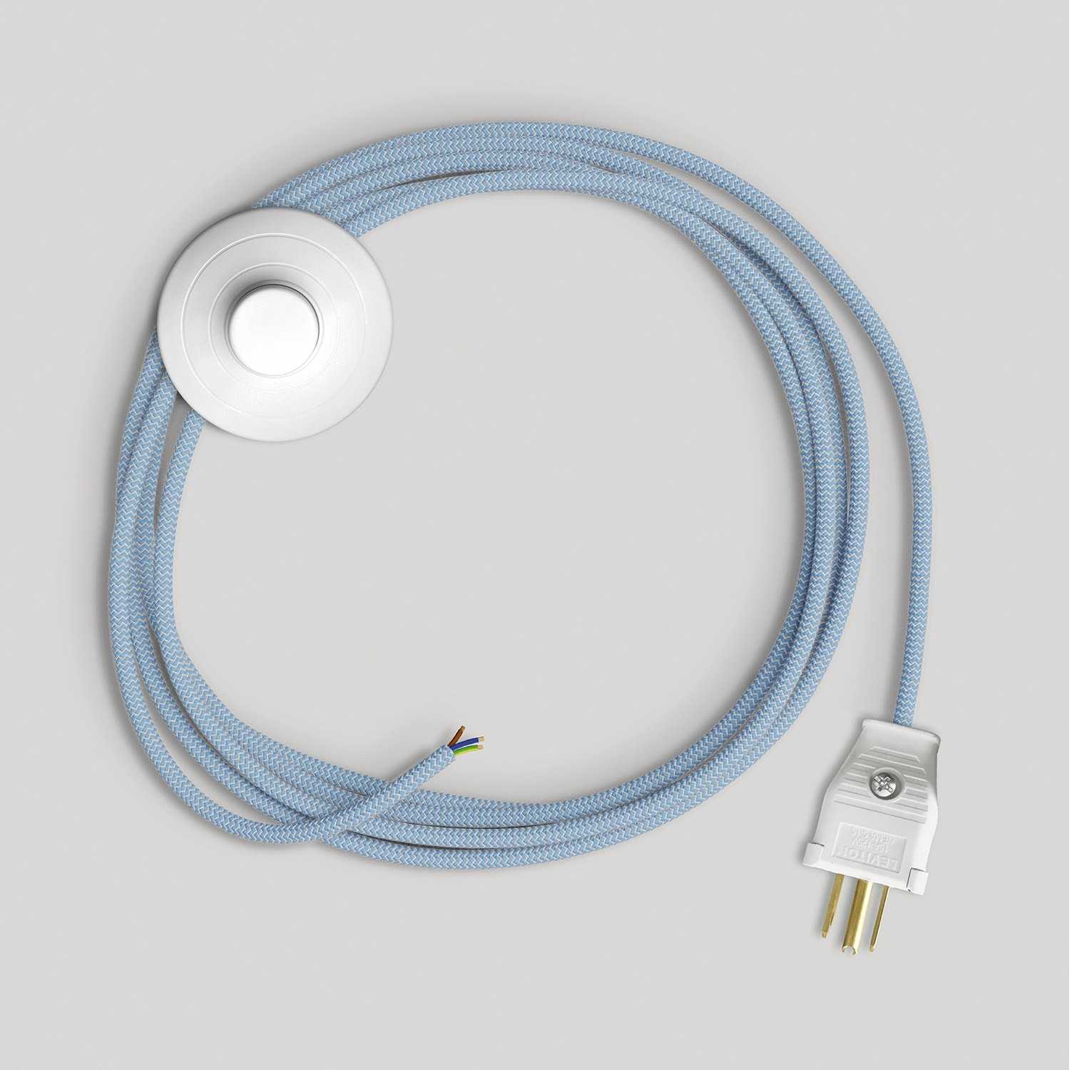Cordset for lamp with blue Steward cotton cable 10 ft - White