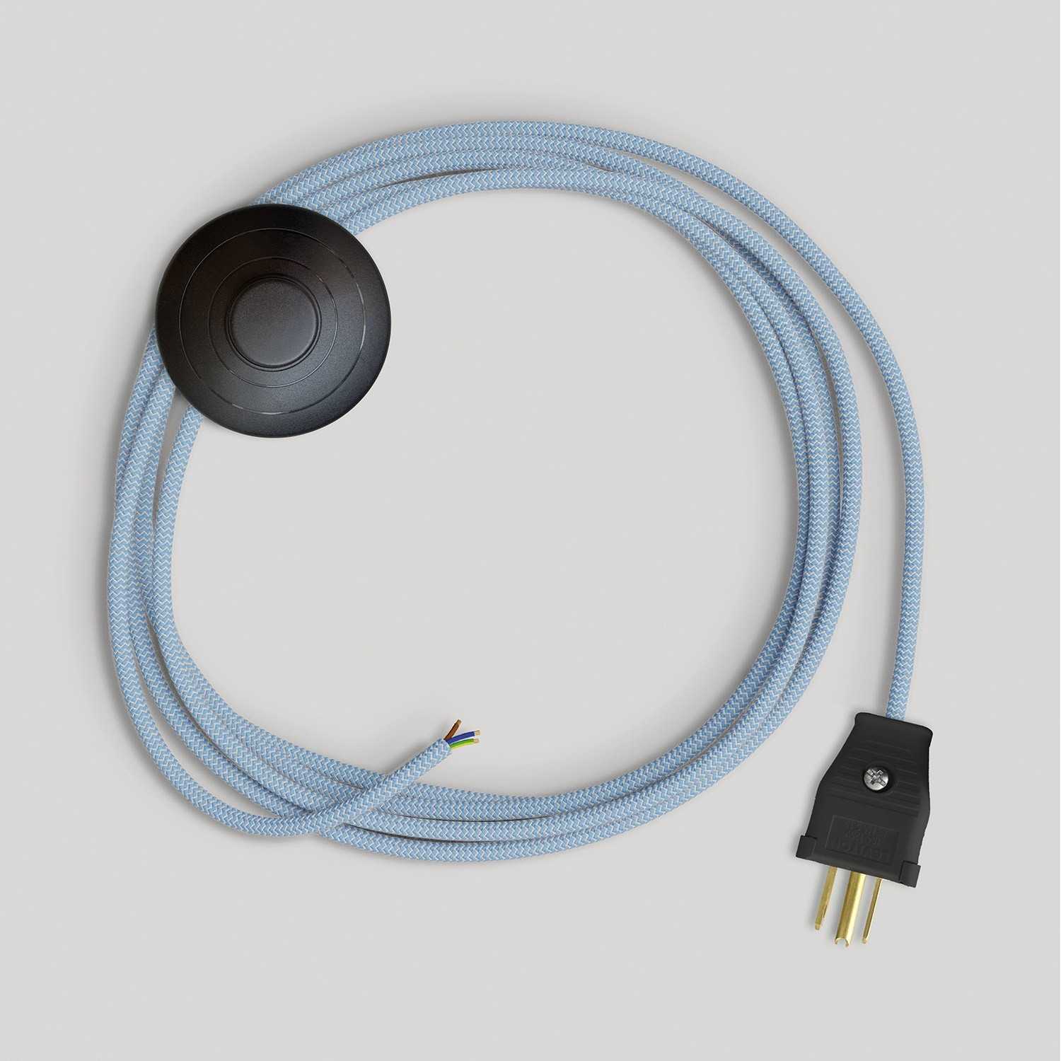 Cordset for lamp with blue Steward cotton cable 10 ft - Black
