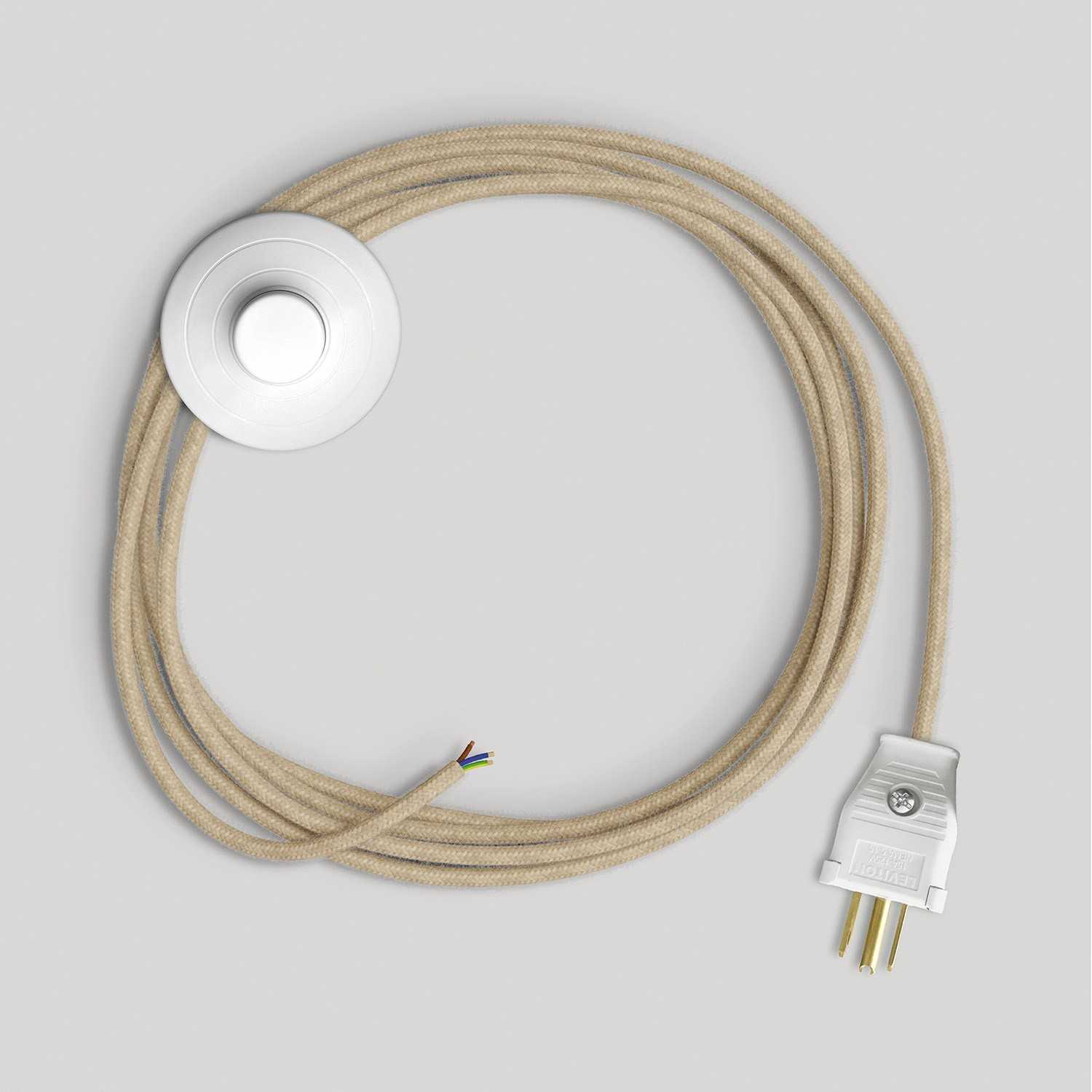 Cordset for lamp with neutral jute cable 10 ft