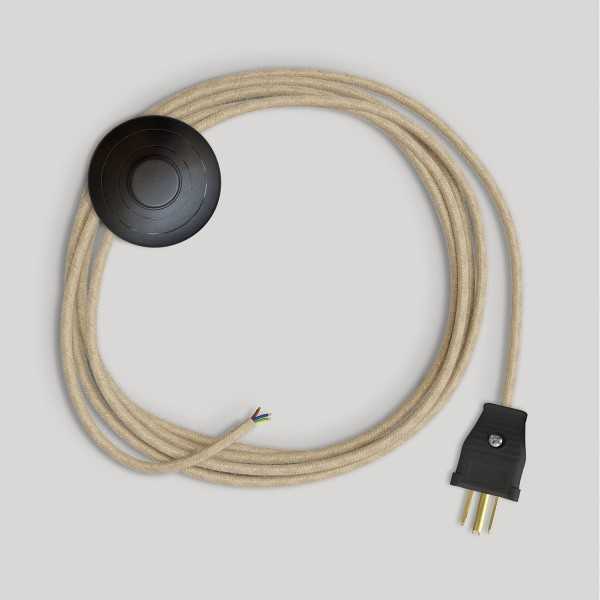 Cordset for lamp with neutral jute cable 10 ft