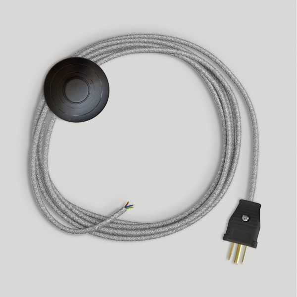 Cordset for lamp with grey linen cable 10 ft