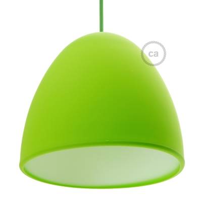 Silicone Lampshade color lime green supplied with diffuser and strain relief. Diameter cm 9-13/16".