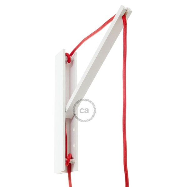 Pinocchio, adjustable white varnished wooden wall mount for pendant lamps.