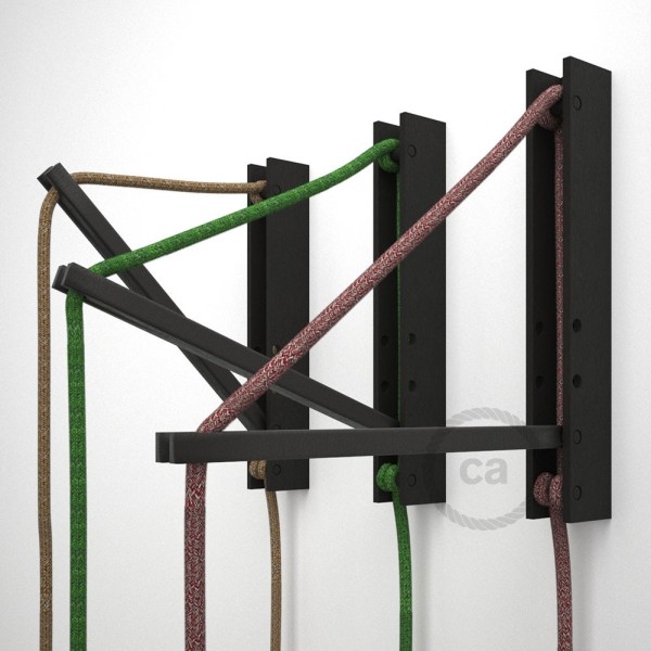 Pinocchio, adjustable black varnished wooden wall mount for pendant lamps.
