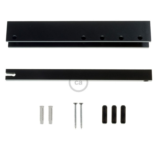 Pinocchio, adjustable black varnished wooden wall mount for pendant lamps.