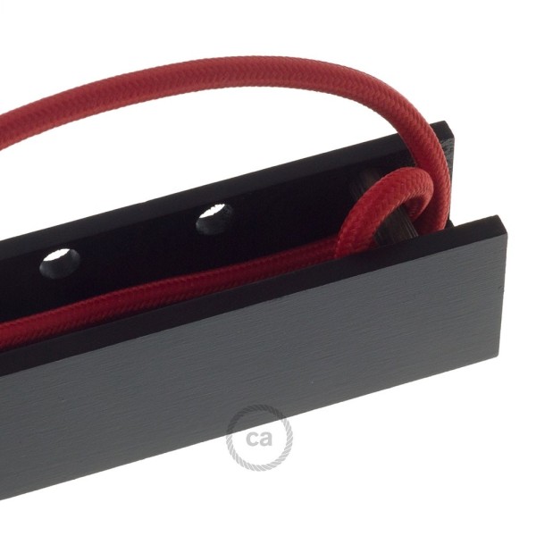Pinocchio, adjustable black varnished wooden wall mount for pendant lamps.