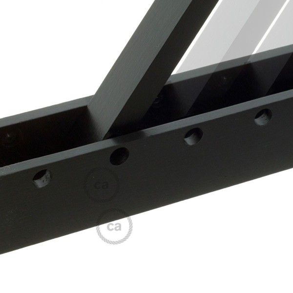Pinocchio, adjustable black varnished wooden wall mount for pendant lamps.