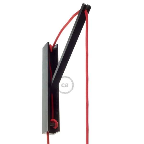 Pinocchio, adjustable black varnished wooden wall mount for pendant lamps.