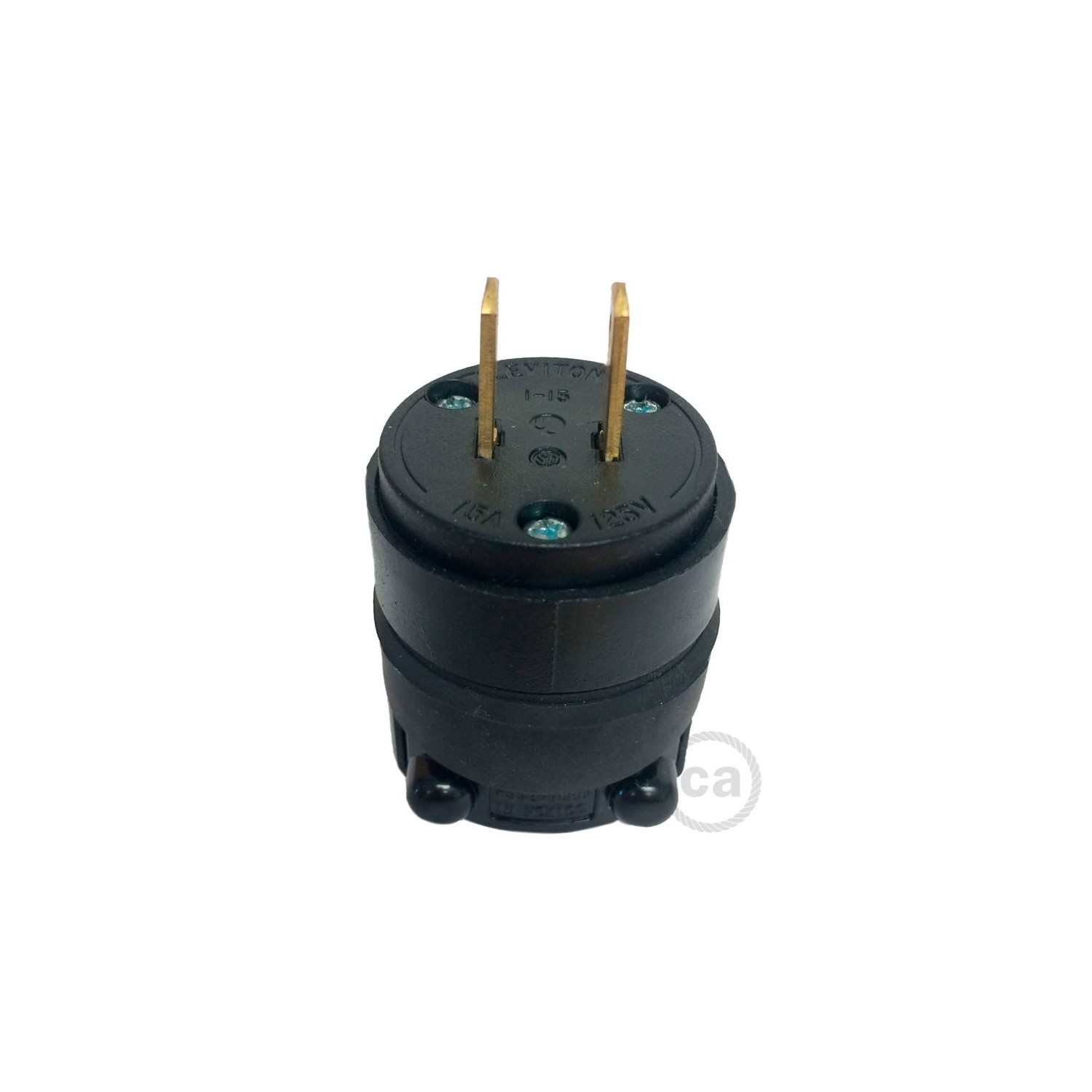 Black Rubberized Two Prong Plug for string lights