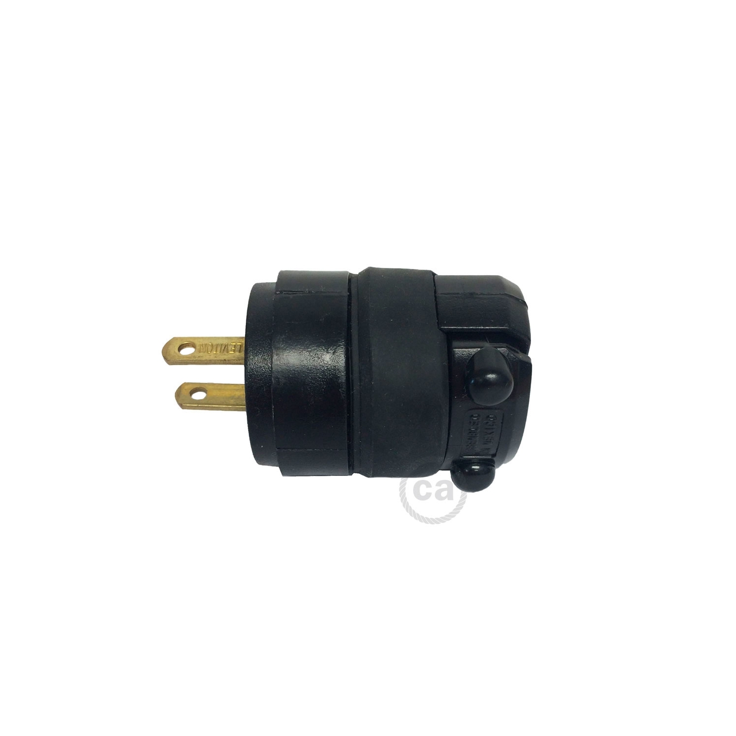 Black Rubberized Two Prong Plug for string lights