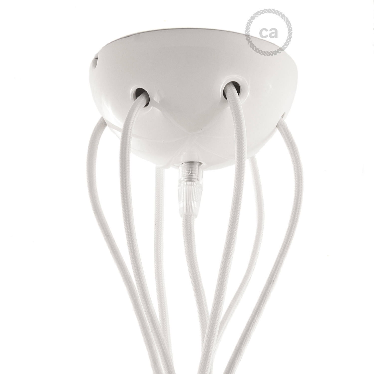 White ceramic spider, multiple suspension with 6-7 pendant, RM01 white cable