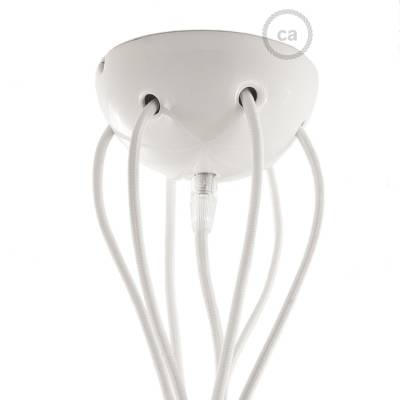 White ceramic spider, multiple suspension with 6-7 pendant, RM01 white cable