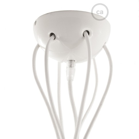 White ceramic spider, multiple suspension with 6-7 pendant, RM01 white cable