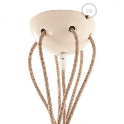 Cream ceramic spider, multiple suspension with 6-7 pendant, RS82 brown cable