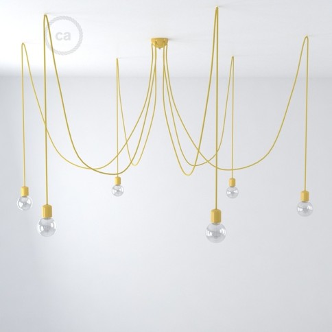 Yellow ceramic spider, multiple suspension with 6-7 pendant, RM10 yellow cable