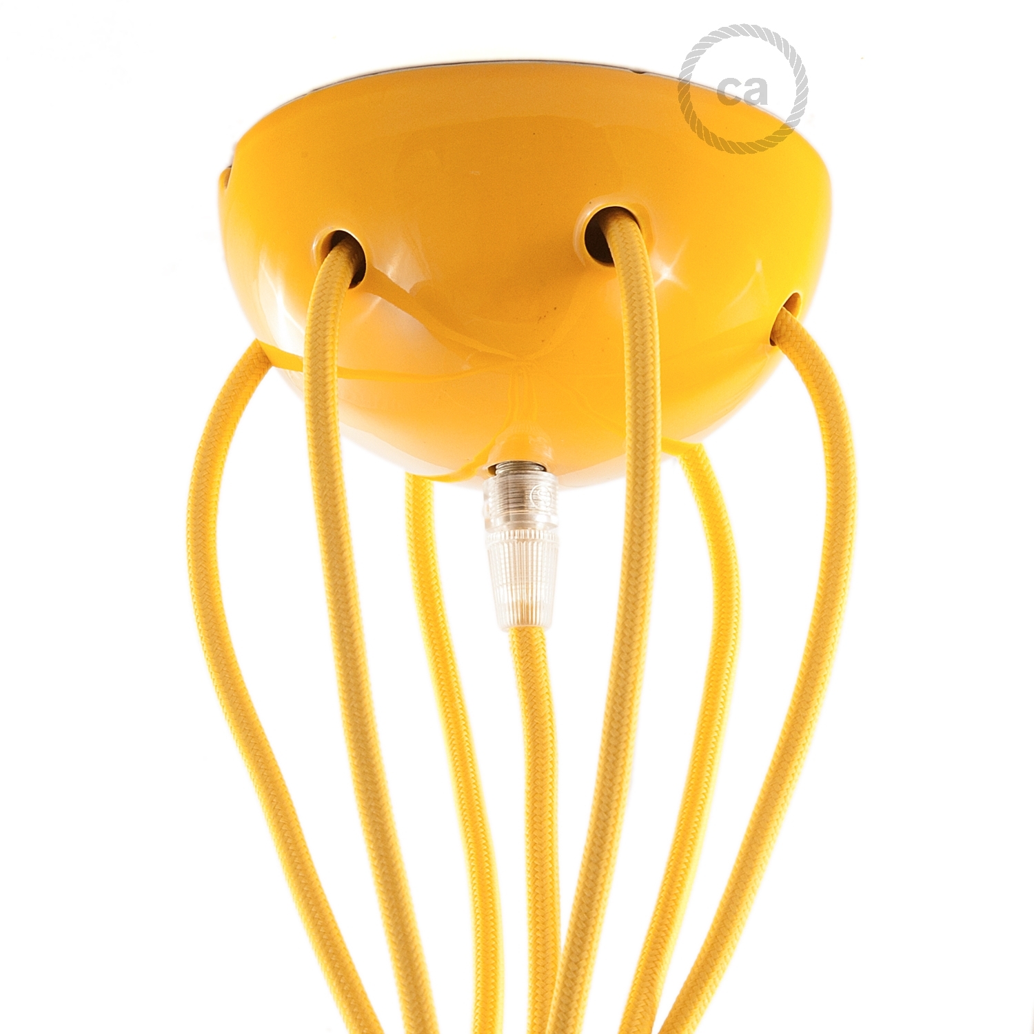 Yellow ceramic spider, multiple suspension with 6-7 pendant, RM10 yellow cable