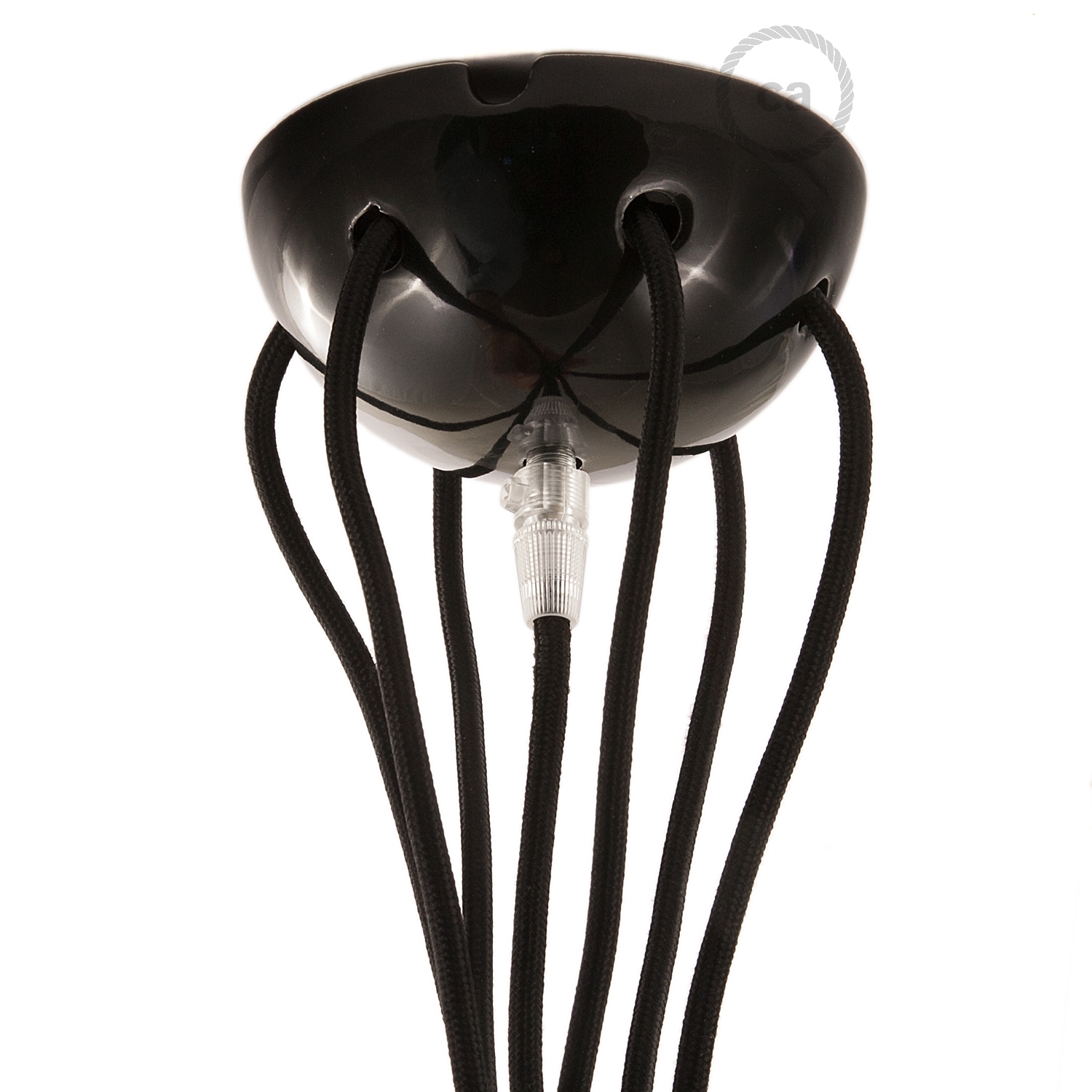 Black ceramic spider, multiple suspension with 6-7 pendant, RM04 black cable