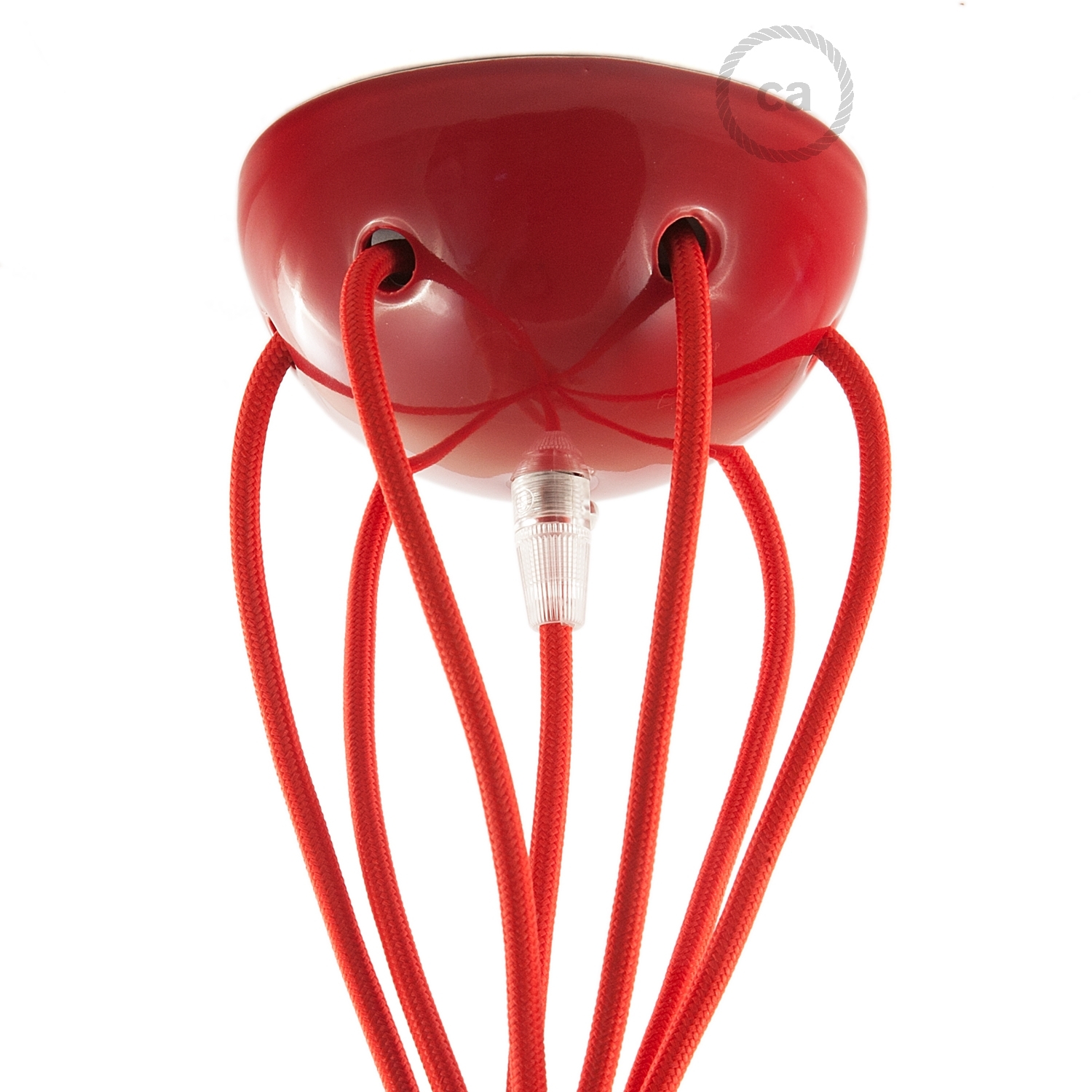 Red ceramic spider, multiple suspension with 6-7 pendant, RM09 red cable