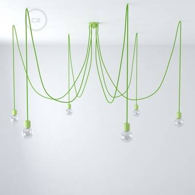 Green ceramic spider, multiple suspension with 6-7 pendant, RM18 green cable
