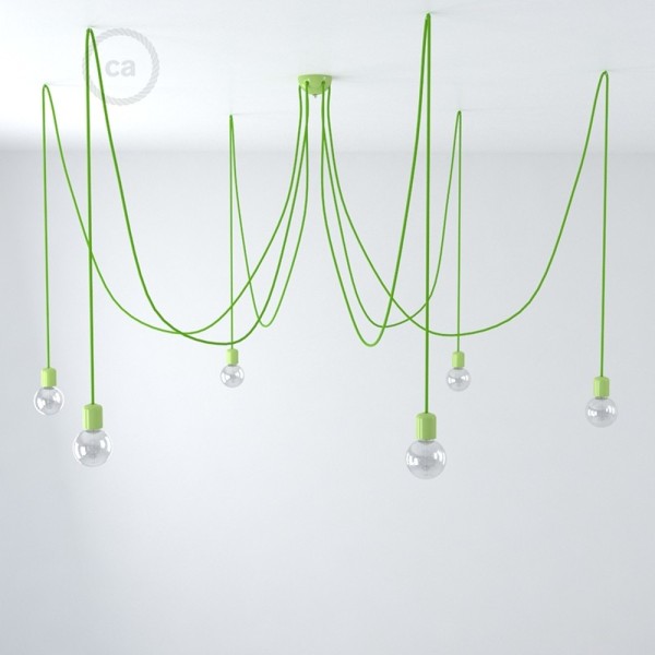 Green ceramic spider, multiple suspension with 6-7 pendant, RM18 green cable