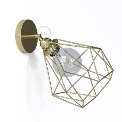 Fermaluce Metallo 90° Brass finish adjustable with Diamond lampshade, the metal wall flush light