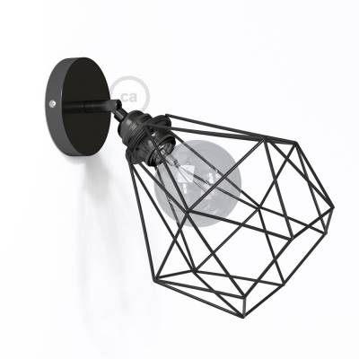 Fermaluce Metallo 90° Black Pearl adjustable with Diamond lampshade, the metal wall flush light