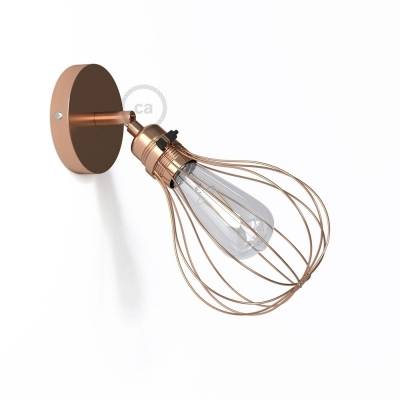 Fermaluce Metallo 90° Copper finish adjustable with Drop lampshade, the metal wall flush light
